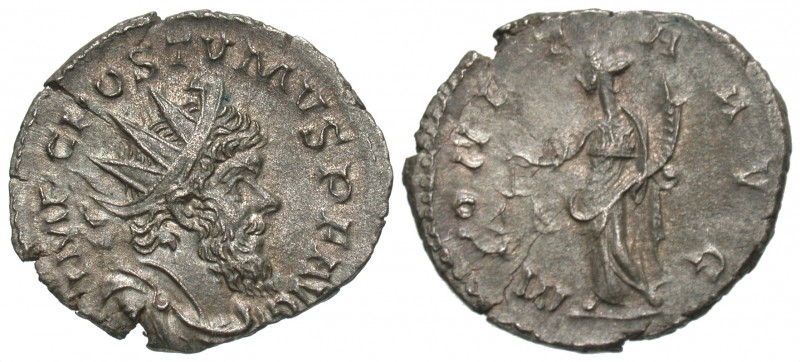 Postumus, 260 - 269 AD
Silver Antoninianus, Treveri Mint, 22mm, 3.09 grams
Obv...