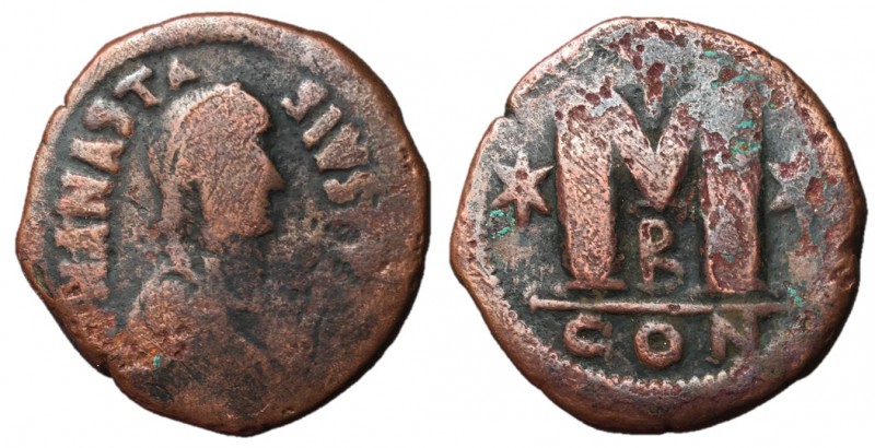 Anastasius I, 491 - 518 AD
AE Follis, Constantinople Mint, 32mm, 16.36 grams
O...