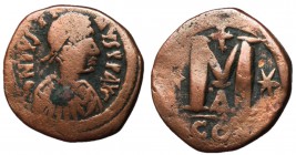 Justin I, 518 - 527 AD, AE Follis of Constantinople