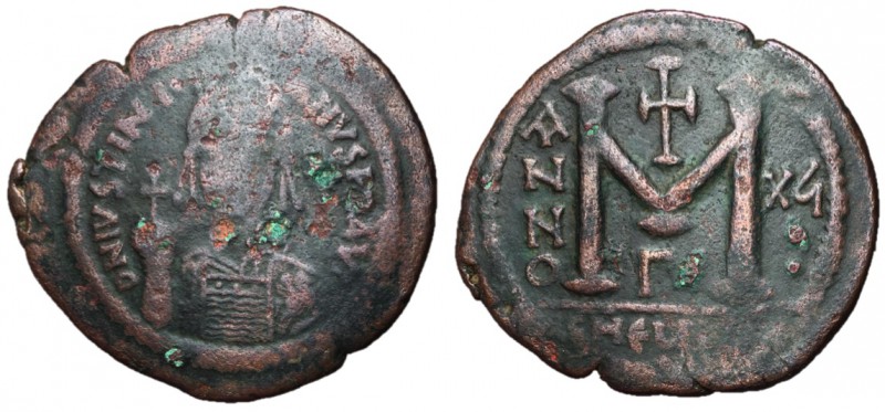 Justinian I, 527 - 565 AD
AE Follis, Theoupolis Mint, 42mm, 20.85 grams
Obvers...