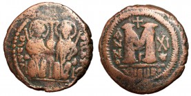 Justin II with Sophia, 565 - 578 AD, Follis of Theoupolis
