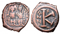 Justin II with Sophia, 565 - 578 AD, Half Follis of Nicomedia