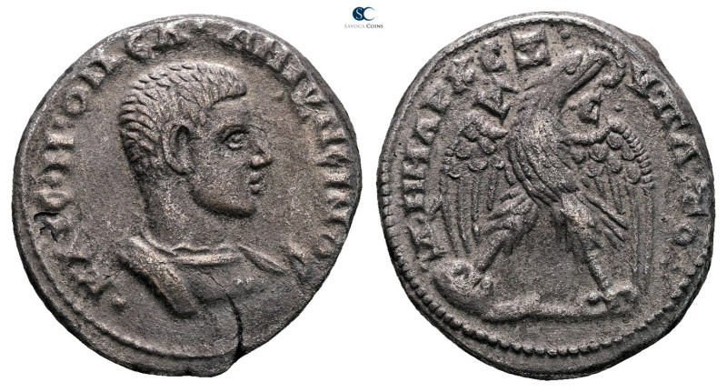 Seleucis and Pieria. Antioch. Diadumenian as Caesar AD 217-218. 
Billon-Tetradr...