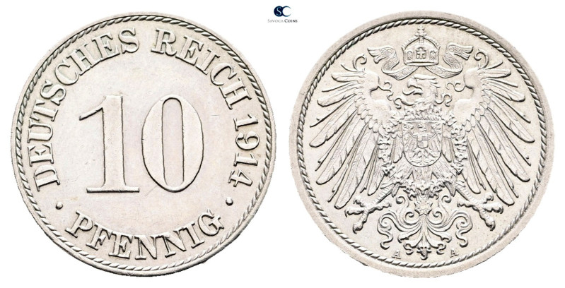 Germany. AD 1914. 
10 Pfennig 1914 A

 mm, 4,0 g



Uncirculated