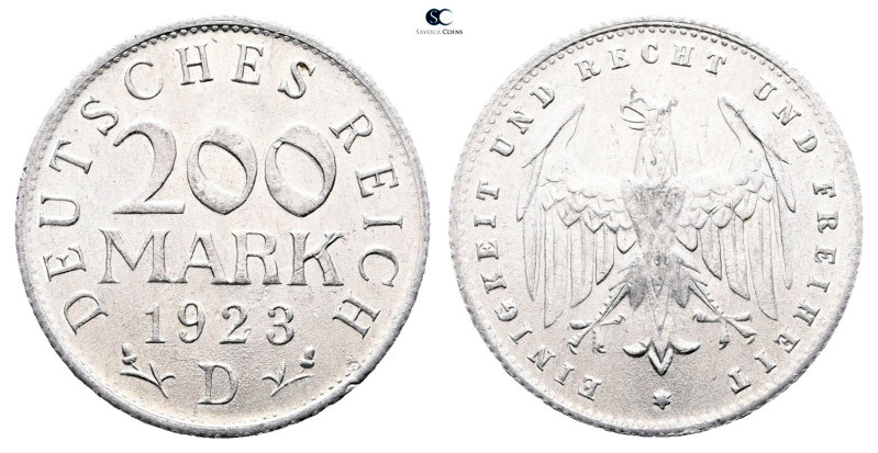 Germany. AD 1923. 
200 Mark 1923 D

 mm, 1 g



Mint State