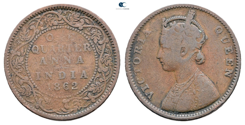 India. AD 1862. 
Quarter Anna 1862

 mm, 6,24 g



Good Fine