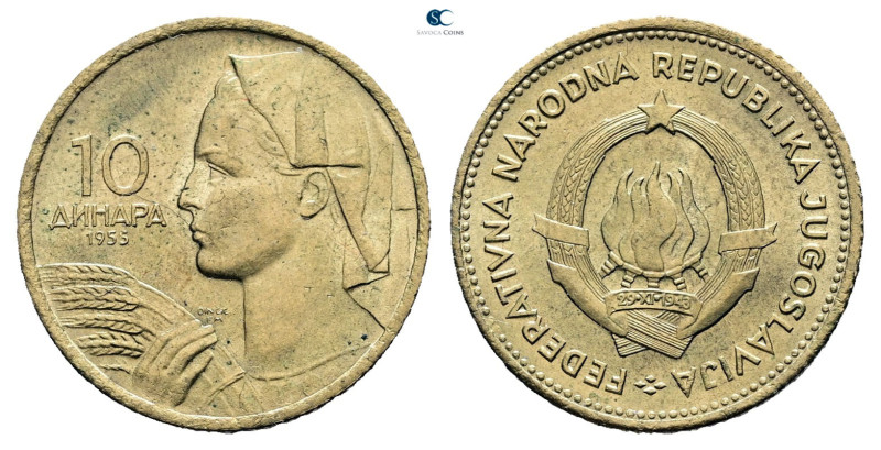 Jugoslavija. AD 1955. 
10 Dinara 1955

 mm, 3,0 g



Uncirculated