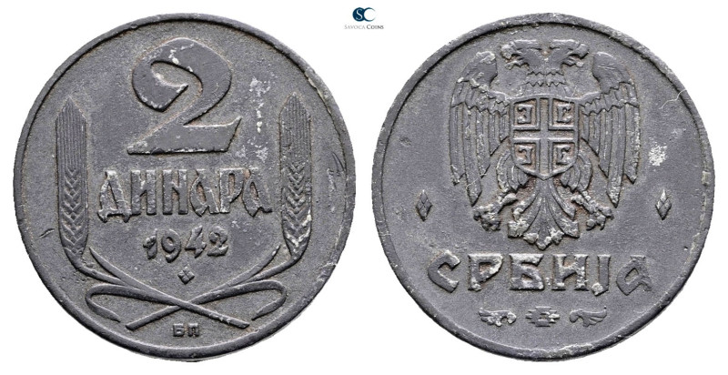 Serbia. AD 1942. 
2 Dinara 1942

 mm, 4 g



Extremely Fine