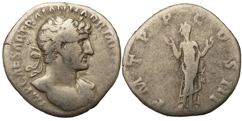 Hadrian AR Denarius, 119-120 AD. Obv: IMP CAESAR TRAIAN HADRIANVS AVG: Head of H...