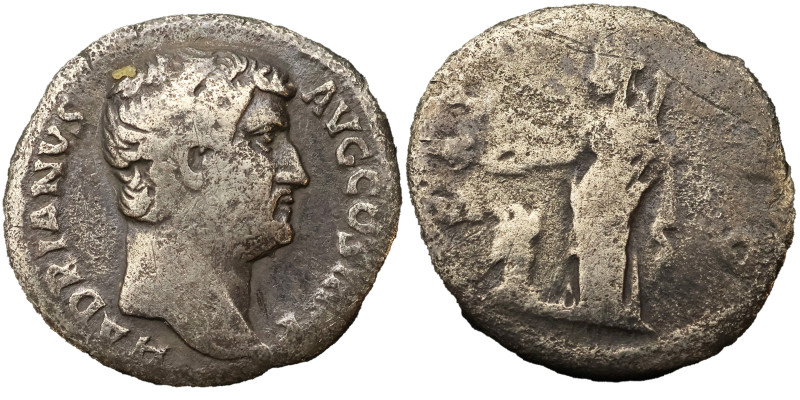 Hadrian AR Denarius, 137-138 AD. Obv: HADRIANVS AVG COS III P P: Head of Hadrian...