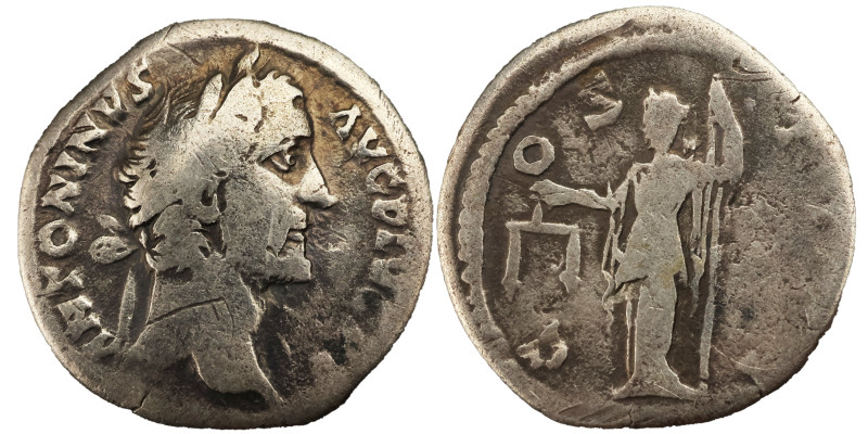 Antoninus Pius AR Denarius, 145-161 AD. Obv: ANTONINVS AVG PIVS P P: Head of Ant...