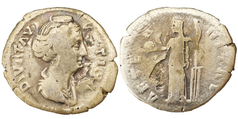 Faustina the Elder AR Denarius, 141 AD. Obv: DIVA FAVSTINA: Bust of Faustina the...