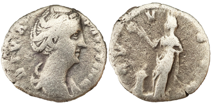 Faustina the Elder AR Denarius, 141 AD. Obv: DIVA FAVSTINA: Bust of Faustina the...