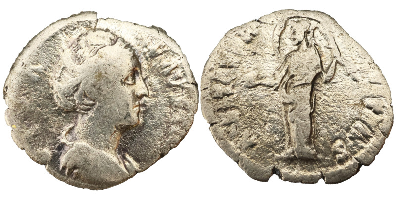 Faustina the Elder AR Denarius, 141 AD. Obv: DIVA FAVSTINA: Bust of Faustina the...