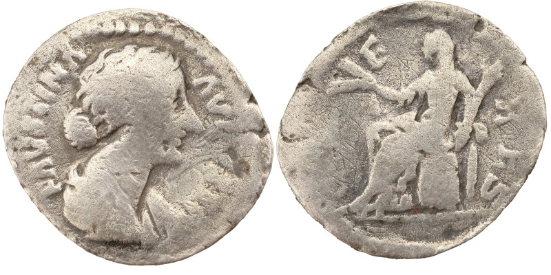 Faustina the Younger AR Denarius, 161-176 AD. Obv: FAVSTINA AVGVSTA: Bust of Fau...