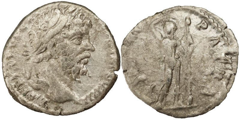 Septimius Severus AR Denarius, 197 AD. Obv: L SEPT SEV PERT AVG IMP VIIII: Head ...