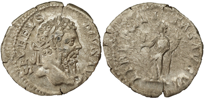 Septimius Severus AR Denarius, 202-210 AD. Obv: SEVERVS PIVS AVG: Head of Septim...