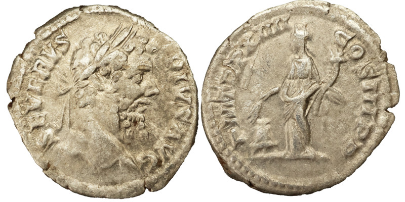 Septimius Severus AR Denarius, 206 AD. Obv: SEVERVS PIVS AVG: Head of Septimius ...