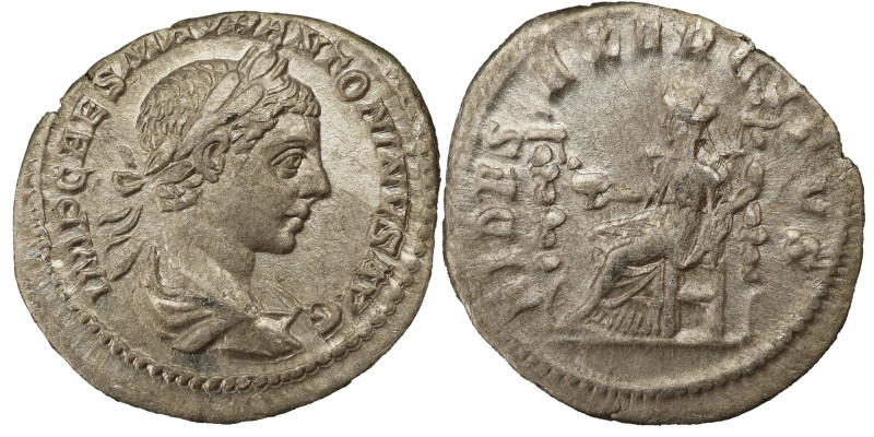 Elagabalus AR Denarius, 218-222 AD. Obv: IMP CAES M AVR ANTONINVS AVG: Bust of E...