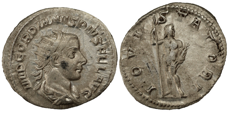 Gordian III Antoninianus 243-244 AD. Obv: IMP GORDIANVS PIVS FEL AVG: Bust of Go...