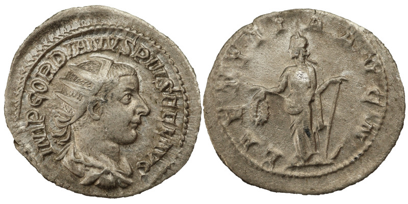 Gordian III Antoninianus 243-244 AD. Obv: IMP GORDIANVS PIVS FEL AVG: Bust of Go...