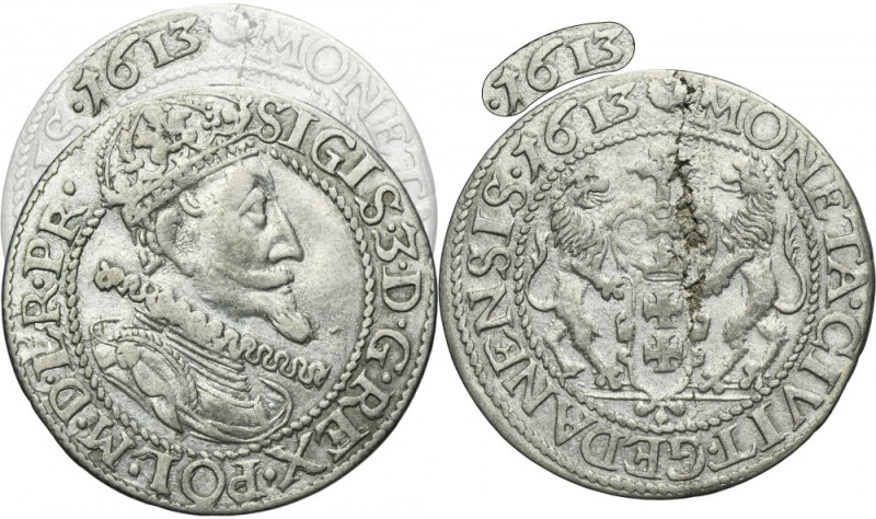 Sigismund III Vasa, 1/4 Thaler Danzig 1613 - RARE Rare vintage. Variety&nbsp;wit...