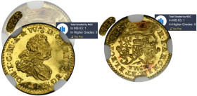 Augustus III of Poland, 1/4 Ducat Dresden 1735 FWôF - NGC MS63 - VERY RARE MAX - JEDYNY