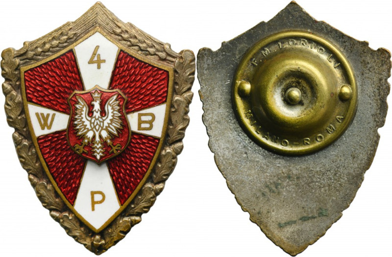 PSZnZ, Badge of the 4th Volhynian Infantry Brigade Overlay with an eagle attache...