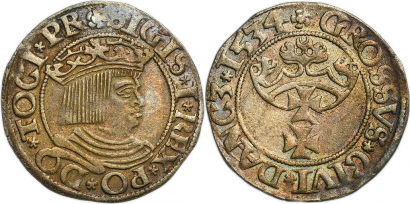 Sigismund I the Old, Groschen Danzig 1534 - PR Variety with ending of the obvers...