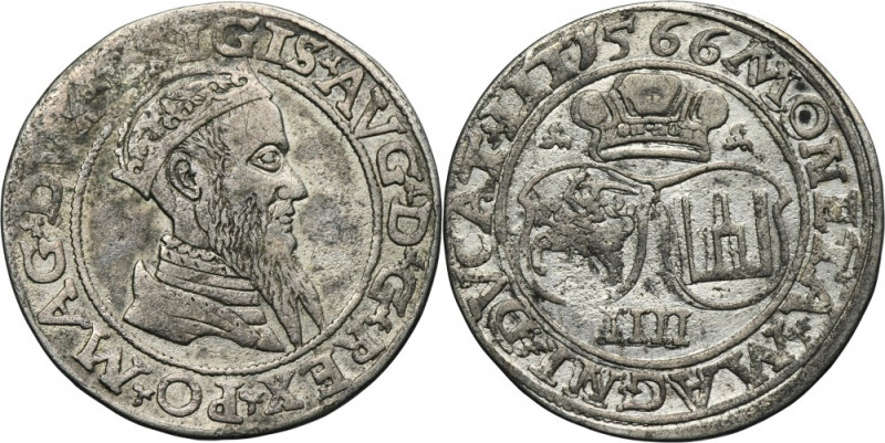 Sigismund II August, 4 Groschen Villnius 1566 - L/LIT Variety L/LIT and with sma...