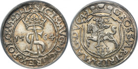 Sigismund II August, 3 Groschen Vilnius 1564 - L/L - PCGS AU55 R1