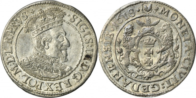 Sigismund III Vasa, 1/4 Thaler Danzig 1618 SA Variety with a bear's paw and with...