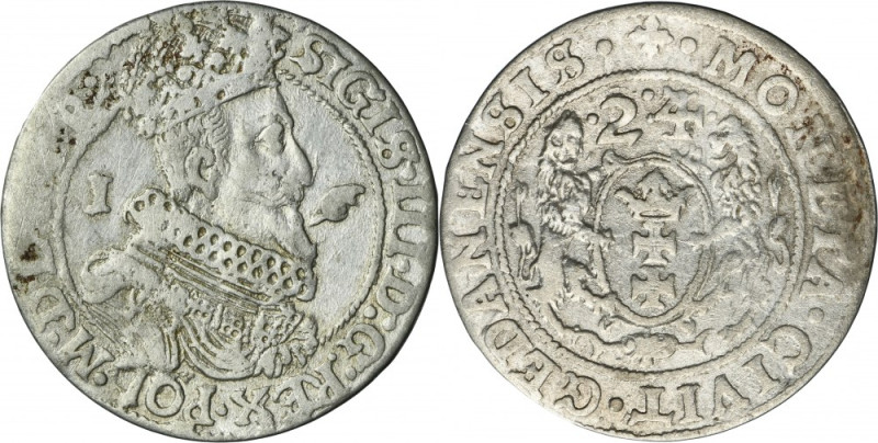 Sigismund III Vasa, 1/4 Thaler Danzig 1624/3 - PR• Variety with ending of the ob...