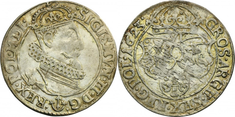 Sigismund III Vasa, 6 Groschen Krakau 1623 Variety with date in the reverse lege...