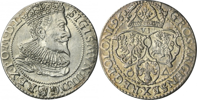 Sigismund III Vasa, 6 Groschen Marienburg 1596 Variety with a small bust of the ...