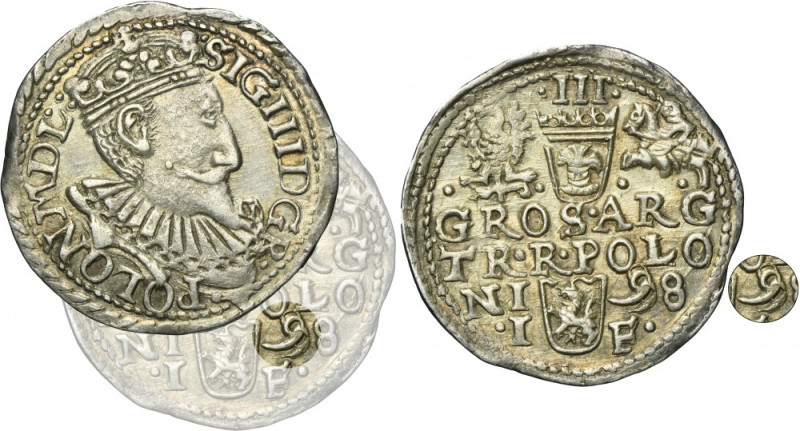 Sigismund III Vasa, 3 Groschen Olkusz 1598 - digit 9 triple struck Variety with ...