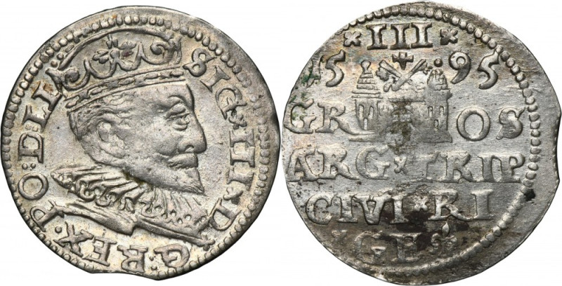 Sigismund III Vasa, 3 Groschen Riga 1595 - LI Variety with ending of the obverse...