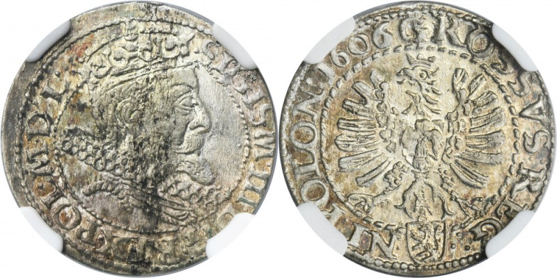 Sigismund III Vasa, Groschen Krakau 1606 - NGC MS63 Variety&nbsp;with the Lewart...