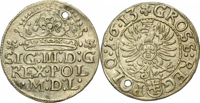 Sigismund III Vasa, Groschen Krakau 1613 The last type of Krakau groschen in thi...