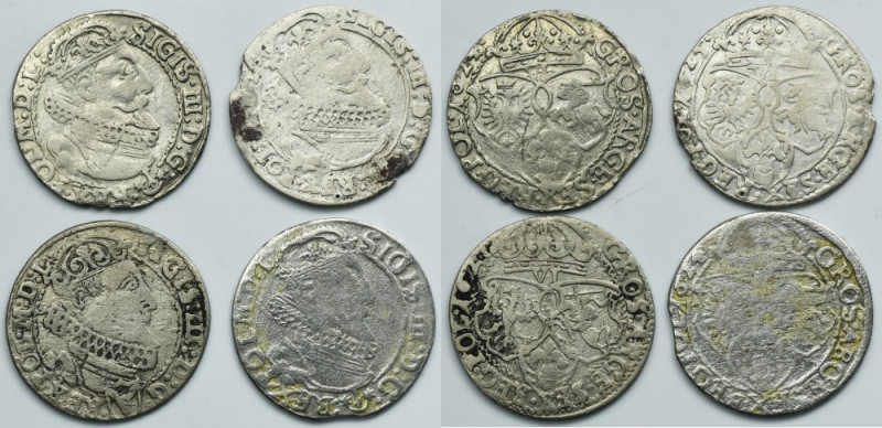 Lot, Sigismund III Vasa, 6 Groschen (4 pcs.) Lot of four 6 groschen coins of Sig...