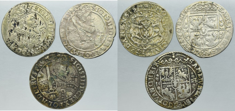 Lot, Sigismund III Vasa, 1/4 Thaler Bromberg and Danzig (3 pcs.) Lot of three 1/...