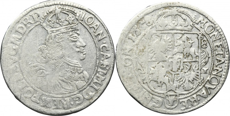 John II Casimir, 1/4 Thaler Posen 1658 AT Variety with endng of the obverse lege...