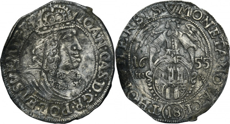 John II Casimir, 1/4 Thaler Thorn 1655 HIL - RARE Rare type of portrait that is ...