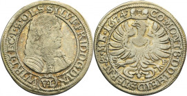 Silesia, Duchy of Oels, Sylvius Friedrich, 6 Kreuzer Oels 1674 SP