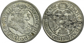 Silesia, Habsburg rule, Leopold I, 6 Kreuzer Breslau 1673 SHS