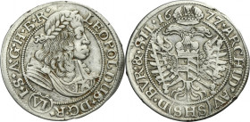 Silesia, Habsburg rule, Leopold I, 6 Kreuzer Breslau 1677 SHS R