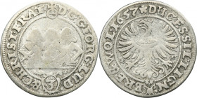 Silesia, Duchy of Liegnitz-Brieg-Wohlau, Georg III, Ludwig IV, Christian, 3 Kreuzer Brieg 1657 EW R6+