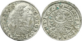 Silesia, Duchy of Liegnitz-Brieg-Wohlau, Georg III, 3 Kreuzer Brieg 1661 EW - UNLISTED