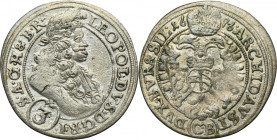 Silesia, Habsburg rule, Leopold I, 3 Kreuzer Brieg 1696 CB - UNLISTED