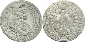 Silesia, Habsburg rule, Leopold I, 3 Kreuzer Brieg 1696 CB - UNLISTED